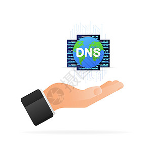 白色背景上的 DNS 图标 孤立的矢量图示 网络安全概念电脑托管数据插图服务数据库互联网地球商业代理人图片