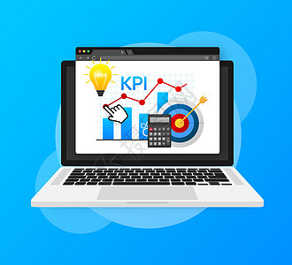 kpi 的平面图标 用于营销设计 金融投资 业务数据分析钥匙社会软件战略平台商业产品基准报酬笔记本图片
