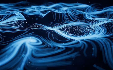 波粒子线 有旋转模式的波粒子线 3D投影线条曲线小径火花涡流圆圈耀斑漩涡螺旋坡度背景图片