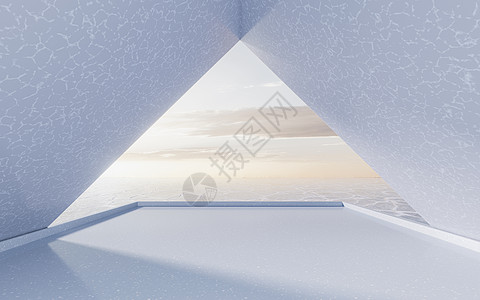 有裂缝模式的冰地 3D转化蓝色入口气候冰面阳光地面冷藏土地渲染隧道背景图片