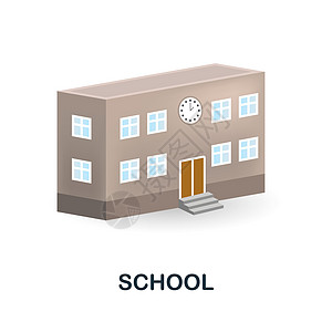 学校 3d 图标来自建筑物集合的简单元素 用于网页设计 模板 信息图表等的创意学校图标图片