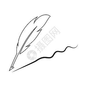 Feather 湿润标识徽标矢量模板书法墨水池文学插图草图墨水艺术翅膀绘画教育图片