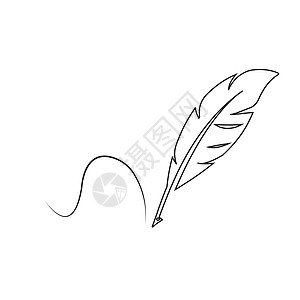 Feather 湿润标识徽标矢量模板动物草图古董写作墨水池历史翅膀书法艺术羽毛图片