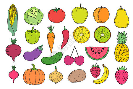 蔬菜果实和蔬菜图标图片