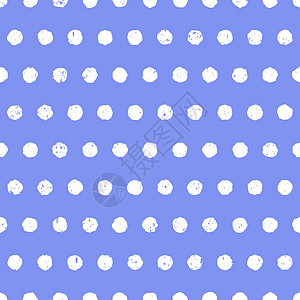 矢车菊蓝色背景上的白色圆点 可爱的无缝图案与磨损的纹理效果 手绘风格图片