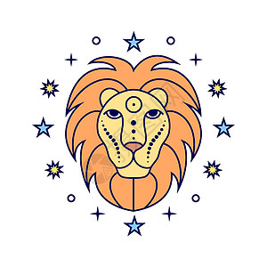 Leo zodiac标志野猫天文学艺术收藏食肉白色八字绘画狮子行星图片