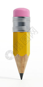 短木铅笔 用白色背景上隔离的橡皮纸3D 插图3d工具写作乐器黄色木头办公室绘画石墨补给品图片