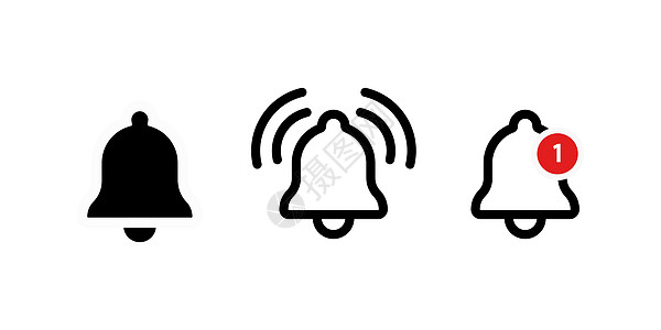 消息响铃图标 用于 youtube 警报铃声或订户警报符号 频道消息提醒铃等应用程序的门铃图标图片