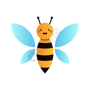 卡通风格的可爱小蜜蜂 平面样式设计 有趣的明亮多彩的蜜蜂角色 矢量图图片