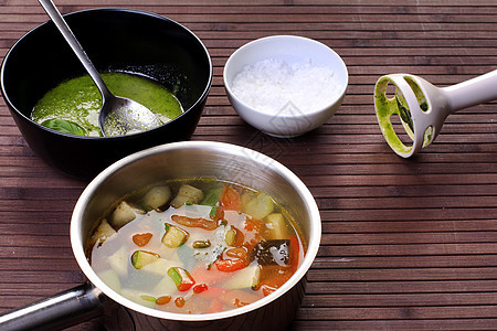 托斯卡纳菜汤和虫美食菠菜洋葱烹饪肉汤搅拌机食物盘子饮食食谱图片