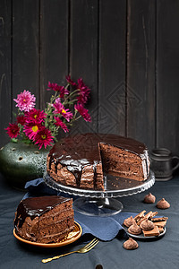 巧克力蛋糕甜点加加拿破冰糕点奢华花朵美食奶油盘子面包乡村馅饼糖浆图片