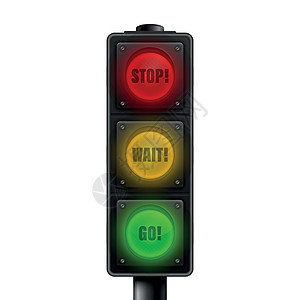 矢量 3d 逼真的道路交通灯被隔离 停止 等待 前进信号 安全规则概念 设计模板 红绿灯 用红 黄 绿灯打开交通灯 资料图信息危图片