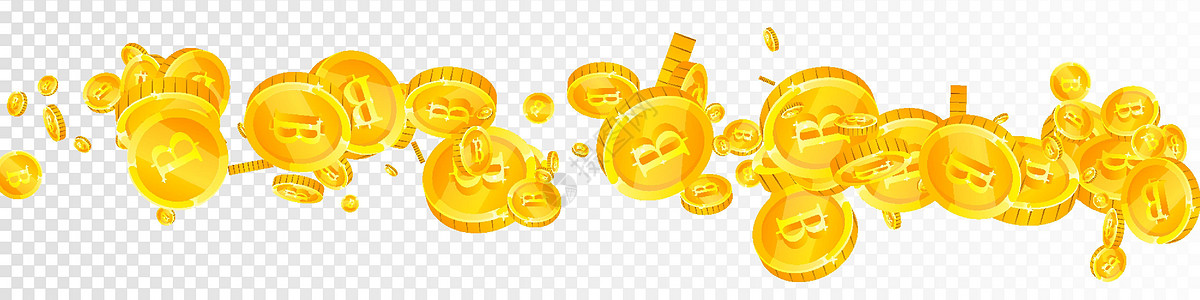 泰铢硬币掉落 迷人的散落泰铢硬币 泰国钱 惊人的大奖 财富或成功的概念 矢量图图片