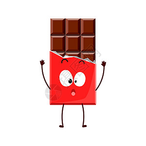 充满情感的可爱卡通巧克力棒食物酒吧吉祥物巧克力手势漫画表情小吃符号产品图片