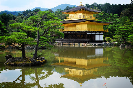 日本京都Kinkakuji寺庙世界遗产历史性神社建筑学装饰品佛教徒旅游建筑花园文化图片