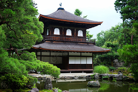 日本京都银九二寺庙佛教徒花园旅行文化神社地标公园历史性旅游建筑学图片