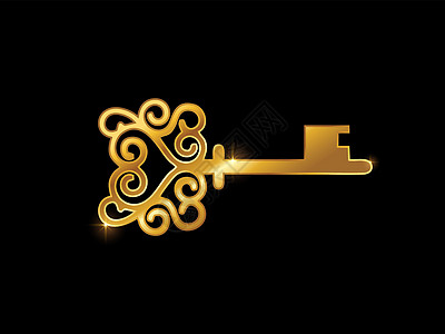 金色的爱钥匙字形图标爱字形吉祥物钥匙情感插图符号表情字体恋情金属图片