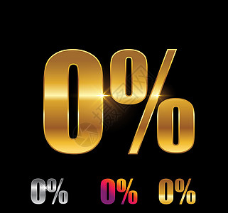 黄金和银色0 %符号图片