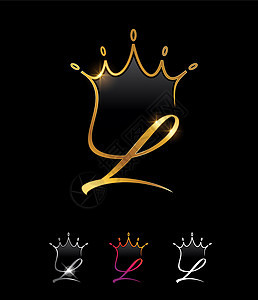 金美金王冠首字母L品牌身份精品珠宝国王标签婚礼字体女王缩写图片