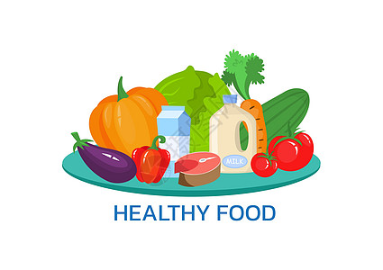 单面设计横幅; 健康食品概念孤立在白色背景上; 用于网络设计 营销和图形设计的矢量插图图片