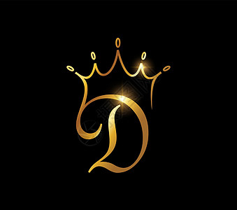 首字母D 金冠金冠精品婚礼品牌缩写装饰品身份艺术奢华国王框架图片