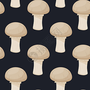 矢量无缝模式与黑色的香菇 无缝纹理 手绘卡通香菇 纺织品 墙纸 印刷品的设计模板艺术蔬菜孩子们蘑菇插图义者食用菌打印卡通片手绘图片
