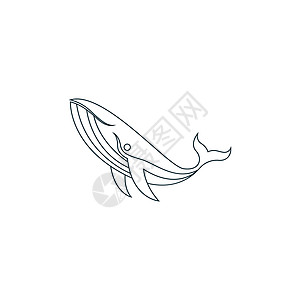 Whale 图标徽标标识插图模板矢量动物游泳艺术野生动物蓝色荒野尾巴海洋绘画生活图片