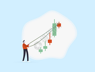 波动性 FOMO 和波动概念 加密货币或股票市场中的错误策略 牛市或熊市陷阱 角色做市商使用缰绳保持日本交易蜡烛的增长图片