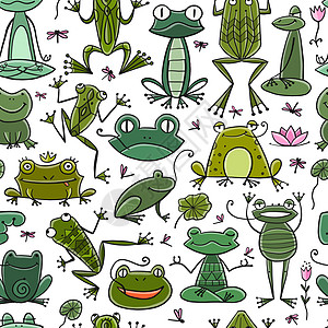 有趣的青蛙家族 您设计的无缝模式背景背景图片