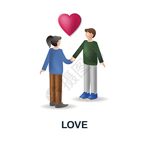在 3d 中的爱图标 核心价值观系列中的彩色插图 用于网页设计 信息图表等的 3d 卡通爱情图标图片