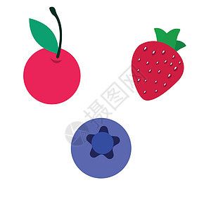 白色背景的矢量插图 孤立在白背景上 a 树枝 蓝莓 樱桃植物卡通片艺术生长荒野林地甜点衬套覆盆子收成图片
