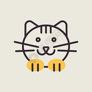 猫矢量图标 宠物动物标志猫咪标识卡通片小猫插图背景图片