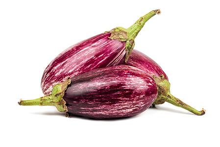 三个紫茄子食物蔬菜茶点健康茄子紫色正方形条纹植物白色图片