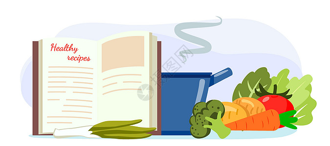 Cookbook 创意烹饪式平板厨房风格的矢量插图图片