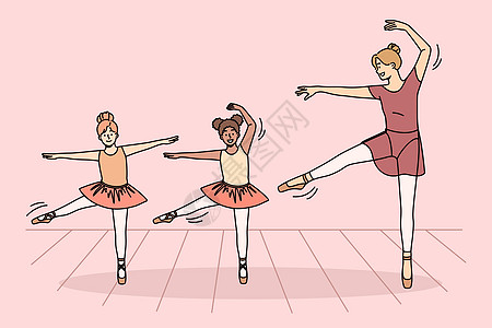 芭蕾老师和小女孩们一起跳舞图片