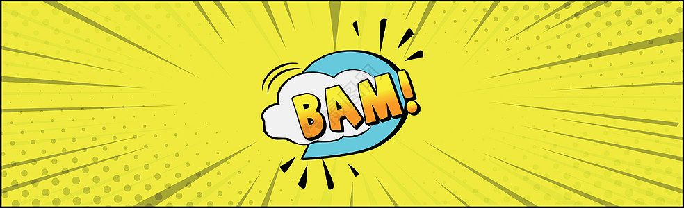 白色背景上的漫画BAM矢量空白卡通片活力框架艺术行动射线超级英雄横幅力量图片