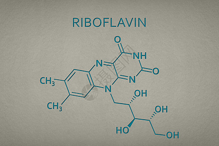 维他命B2 纸质背景上的里波夫拉文分子 维他命的骨骼配方b2肋骨拉文化合物代谢药品生物学黄色化学品公式医疗绘画生物图片