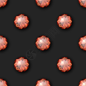 矢量无缝图案与 3d 逼真的红色宝石 水晶 黑色水钻 珠宝概念 设计模板 宝石 水晶 水钻或宝石 顶视图图片