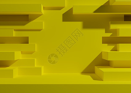 明亮的霓虹黄色 3D 渲染产品展示台或带有抽象砖墙的支架或用于产品摄影的门户最小 简单 几何背景壁纸 用于豪华垃圾产品背景图片