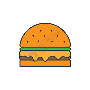 汉堡矢量说明 白色上的简单图标图片