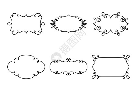 矢量装饰线性框架集 复古框架设计元素 花丝 装饰边框 页面装饰 白色隔离的分隔线漩涡菜单婚礼邀请函标签收藏横幅装饰品奢华插图图片