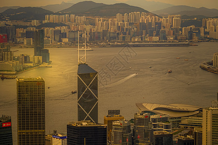 香港高楼大楼 从维多利亚山峰找到的日落街景景观建筑高层建筑群天文金融美景商业城市图片