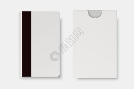 矢量 3d 逼真白色客房标准塑料钥匙卡 带磁条 纸盒 封面 钱包隔离 用于样机 品牌的酒店房间塑料钥匙卡设计模板 正视图图片