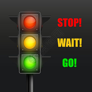 矢量 3d 逼真详细的道路交通灯被黑色隔离 停止 等待 去信号标志 安全规则概念 设计模板 红绿灯 交通灯图标 横幅插图警告街道图片
