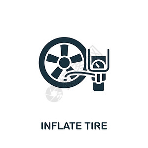 给轮胎图标充气 用于模板 网页设计和信息图形的单色简单线汽车服务图标图片