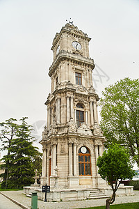 土耳其伊斯坦布尔多尔马巴赫宫领土内的时钟铁塔Clock Tower时间城市旅游历史性公园天空地标首都小时吸引力图片