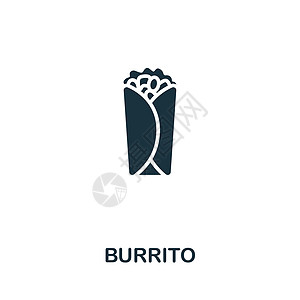 Burrito 图标 用于模板 网络设计和信息图的单色简单线条快餐图标沙拉插图玉米馅饼午餐玉米片餐厅小吃早餐标识图片