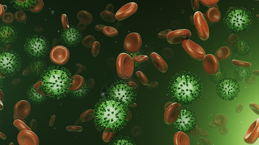 3d 使飞行血细胞与冠状病毒细菌生物学细胞药品插图流感生活科学蓝色预防图片