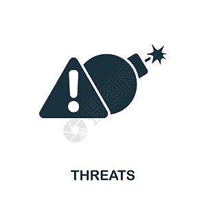 威胁图标 单色简单线条 用于模板 网络设计和信息图的骚扰图标事故恶意中风三角形交通危险安全注意力互联网软件图片