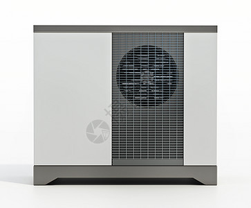 在白色背景上隔离的空气源热泵房子力量空气技术交流电住宅加热器电气安装机器图片